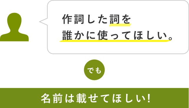 作詞した詞を誰かに使ってほしい。でも「名前は載せてほしい!」